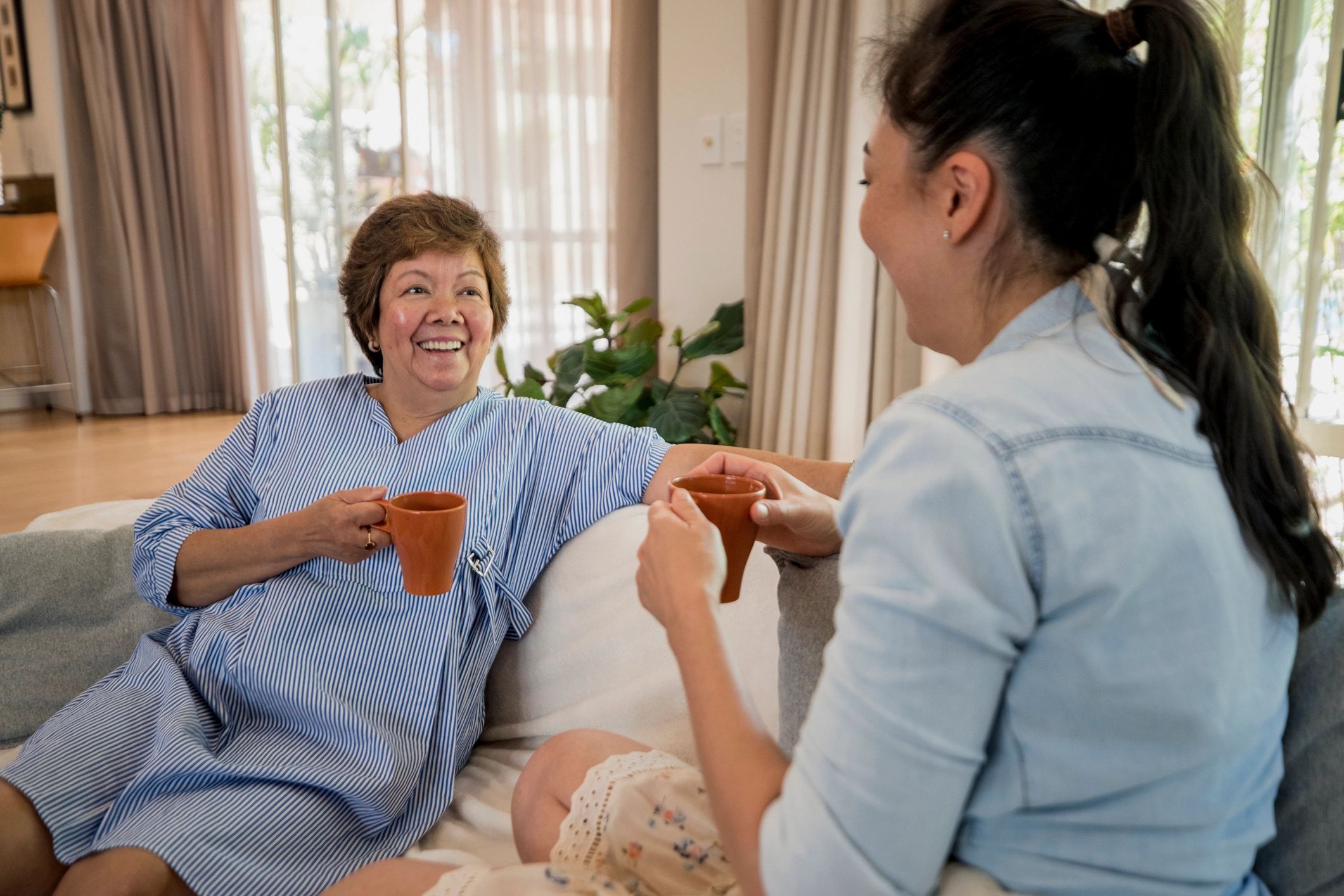 Warm conversation showing compassionate care and connection