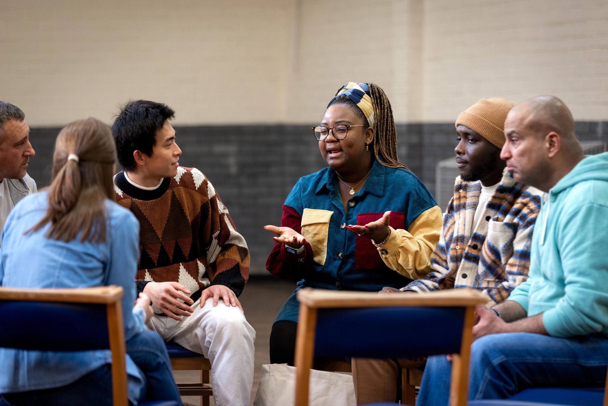 Group discussion in a welcoming community setting