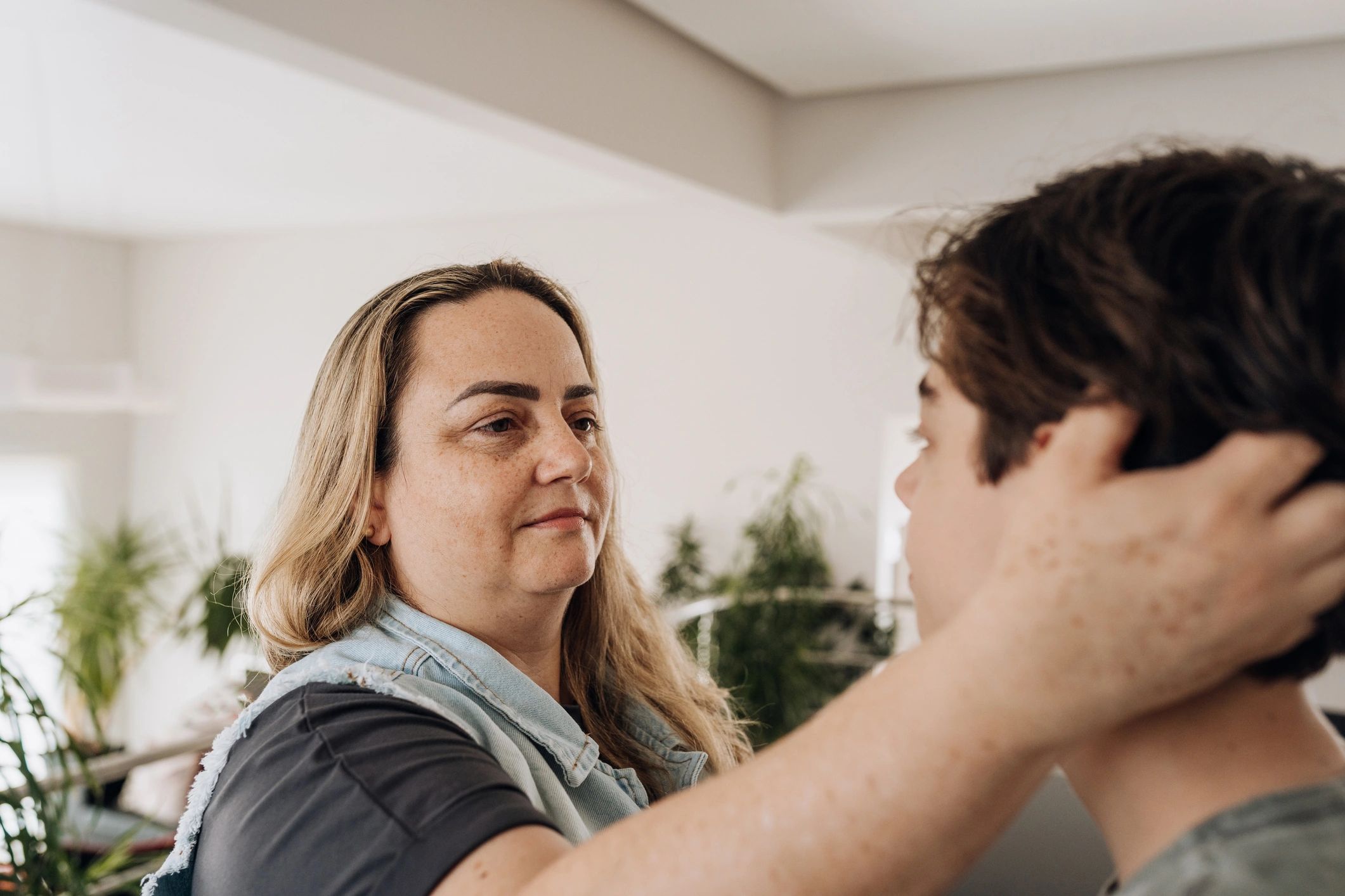 Family member supporting a loved one at home