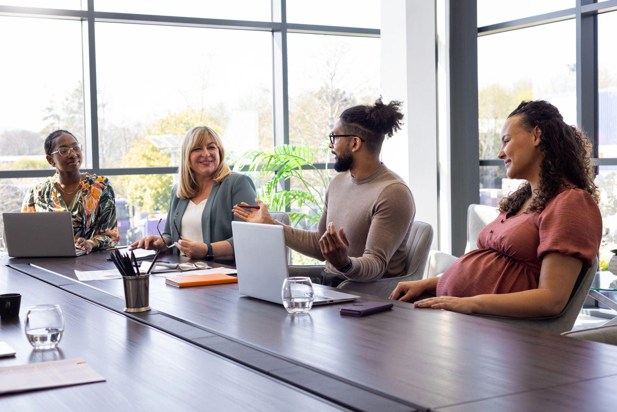 Care team meeting in a modern board room